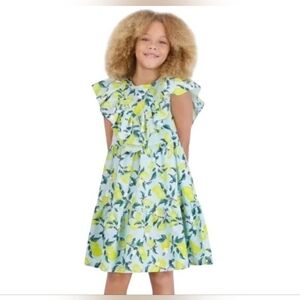 French Connection Blue and Yellow Lemon Patterned Dress Size 10/12
